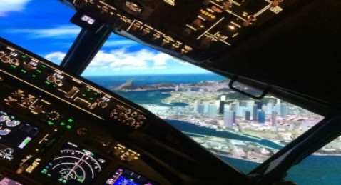 Simulateur de vol sur verin d'un Boeing 737 à Pontoise